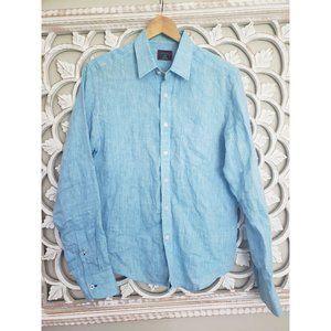 Untuckit 100% linen button up shirt sky blue size S